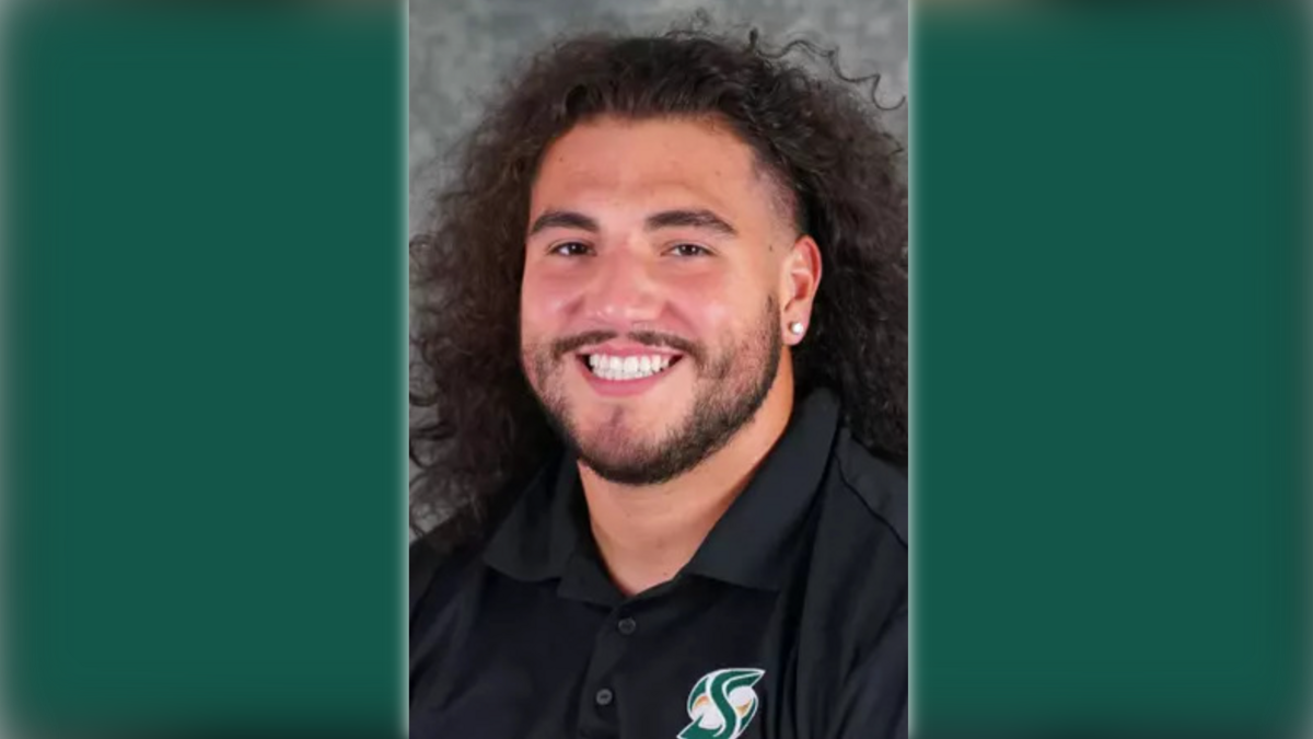 Ivan Garza’s photograph for the Sacramento State football team’s 2023 roster on the university’s website. Garza reportedly died Wednesday at age 25 after being struck by a car in Delano.